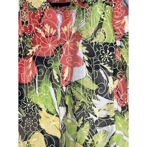 Chico's Womens Lucetta Jacket SZ 3 XL Linen Orange Yellow Fall Autumn Floral NWT - Picture 2 of 16